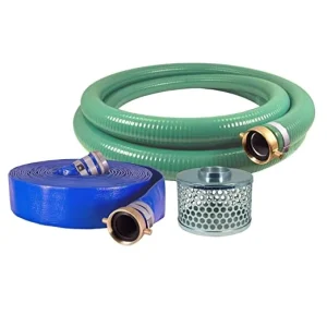 3″ 20 Ft/50 Ft Pump Hose Kit Steel Round Hole Suction Strainer PVC Suction and Discharge Hose With Aluminium Pin Fittings