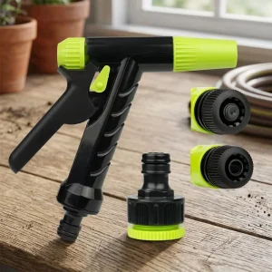 3/4″~1/2″ Spray Gun Set Durable Lawn Irrigation Flower Watering Thumb Control Garden Hose Attachment Spray Gun Nozzle Kit
