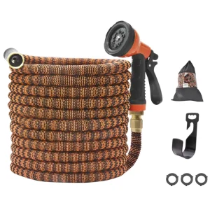 3/4″ Expandable Garden Hose with Magic Watering Feature 150/200ft Length Steel & Metal Reels for Car Washing Gardening