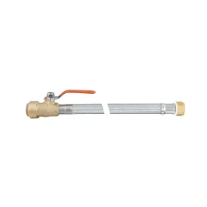 3/4″ PUSH VALVE X 3/4″ FIP Stainless Steel 304 Braided Hose CUPC NSF Certified for Water Heater Connector
