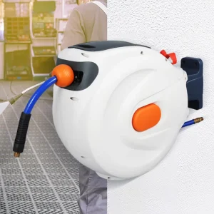 3/8 In. X 50 ft Retractable Garden Hose Reel Enclosed Air PVC and ABS Material CNS Standard for Outdoor Use