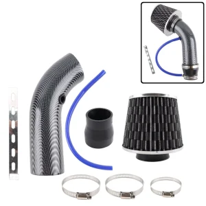 3” Car Cold Air Intake Filter Induction Pipe Kit Aluminum Power Flow Hose Carbon Fiber AFZH01 CB