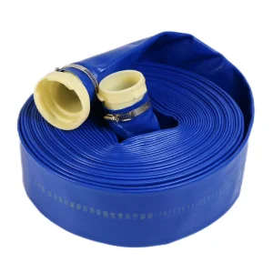 3 Inch PVC Blue Lay Flat Hose Drain Hose with 2 Clips Suitable for Water Pumps Emptying Ponds Garden Watering