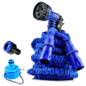 3 Times Expanding Magic Hose with Multi Pattern Nozzle Flexible Retractable Water Hose for Driveway RV Cleaning