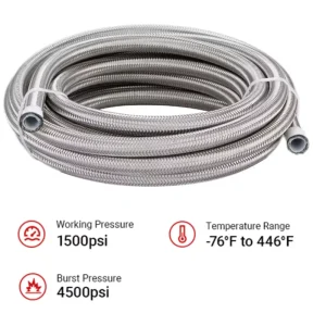 304 Stainless Steel Braided PTFE Hose Racing Hose E85 Oil Fuel Line Oil Cooler Hose Pipe AN4 AN6 AN8 AN10 AN12 AN16