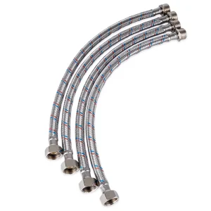 304 Stainless Steel Braided Water Inlet Hose Durable Anti Burst Flexible Plumbing Connection Hose