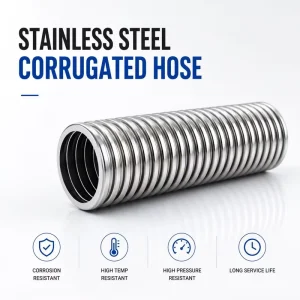 304 Stainless Steel Corrugated Flexible Hose with Custom Size and Threaded Flanged Ends for Plumbing Industrial Pipelines