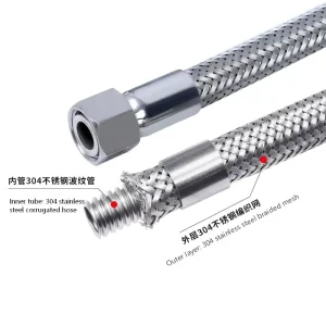 304 Stainless Steel Corrugated Pipe Industrial Metal Hose Explosion-proof Oil Pipe Braided Steam Pipe 6 Points 1 Inch