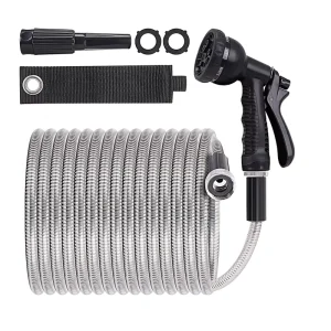 304 Stainless Steel Garden Hose 50FT 75FT 100FT Garden Water Hose Pipe Metal Garden Hose Set