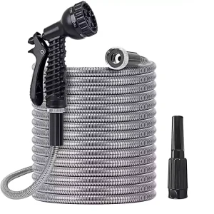 304 Stainless Steel Garden Hose 50FT 75FT 100FT Garden Water Hose Pipe Metal Garden Hose Set Customized Color