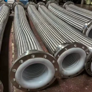 304 Stainless Steel PTFE Lined Flexible Hose Explosion Proof Feature Custom Cutting Low Pressure Industrial Chemical