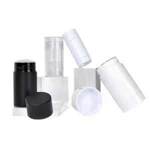 30g 50g 75g Package Plastic Bottles Empty Container Black White Clear Twist Tube Bottom Portable Cylinder Stick Wand