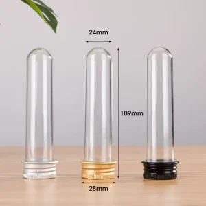 30ml Round PET Plastic Test Tube Packaging Bottle with Aluminum Screw Cap