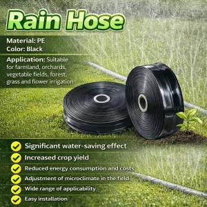 32mm PE Plastic Micro Spray Tape Laser Rain Hose UV Resistant Anti-Clogging Layflat Irrigation Pipe Deep Black Home Farm