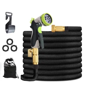 3300D Fabric Cover Soft Manguera De jardin Expandable Garden Hose With 8 Function Hose Nozzle