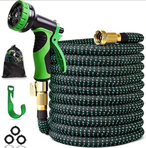 3X Flexible Expandable Polyester Magic Garden Hose with 3/4 Inch Brass Connector for Watering & Washing