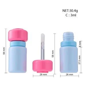 3ml Custom Logo Lip Glaze Lip Gloss Tube Pink Blue Round Lip Balm Container with Screw Cap Cosmetics Packaging