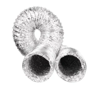 4 Inch Flexible Aluminum Dryer Vent Hose 1.5M (5ft) Fire Resistant Duct for Tight Spaces & RVs Easy Install