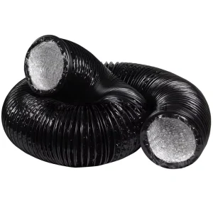 4 Inch Flexible Black PVC Aluminum Ducting Dryer Vent Hose Tubing Pipe for HVAC System Ventilation