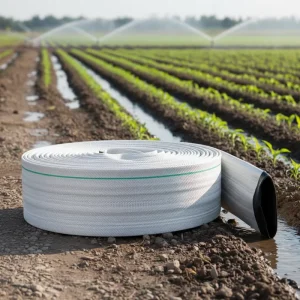 4 Inch Reinforced Thick PE Layflat Woven Hose UV Resistant Black Inner Liner Water Hose for Agriculture & Garden
