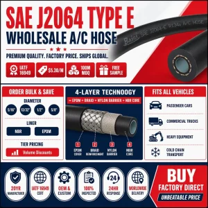 4-Layer SAE J2064 A/C Rubber Hose IATF16949 for Freon Air Conditioning Systems