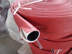 4 Layers Red NBR Rubber Covered Inner High Pressure Weaved Jacket Flat Fire Hose Mine Hose Abrasion Resistance 5mm Thickness