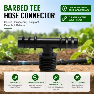4 point 16PE PP Pipe Connector External Thread Tee Joint Quick Connect Hose Fitting Drip Irrigation Accessory 1/2 Diameter