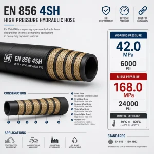 40C to 125C High Temp Hydraulic Hose SAE 100 R13 R12 4 6 Spirals Steel Wire Reinforced Rubber Hose VTB Support