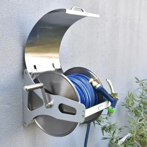 40m Garden Hose Reel Metal Hose Pipe Reel Cart Water Hose Cart for Outdoor Lawn Yard