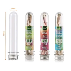 40ml PET Plastic Test Tube Bottle Data Cable Tube Data Line Tube With Screw Aluminum Cap