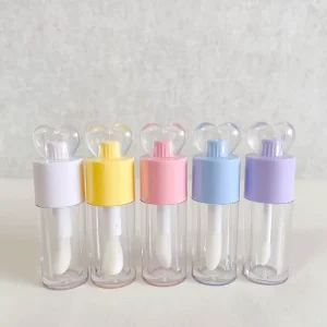 4ML 5ML Clear Heart Top Lip Oil Tubes Private Label Large Lip Gloss Tubes With Wand and Box