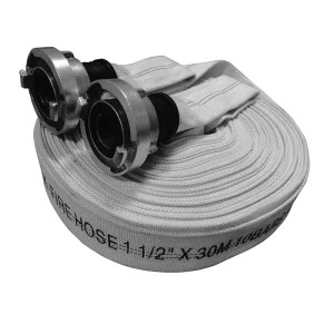 5 X 100 ft White Lay Flat Forestry Coupling Fire Hose