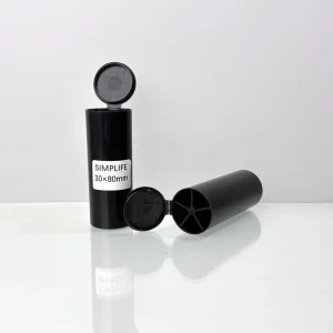 5 pack 30*80mm Squeeze Open Black Transparent Pop Tops Tubes Plastic Pre Packing 80mm Roll Tube