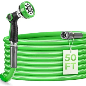 50 Feet Heavy Duty Outdoor Garden Hose Jet UV Resistant Strong Leak proof Lightweight Flexible Tangle free