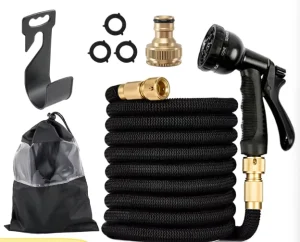 50FT 100FT Black Expandable Garden Hose Pipe Flexible Garden Water Hose