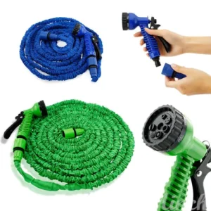 50FT Double Layer Rubber Woven Cover Expandable Magic Stretch Garden Hose Reel Anti Corrosion ANSI Standard 3/4 Inch Diameter