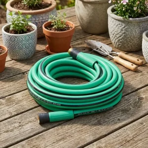 50FT High Pressure PVC Braided Garden Hose Kit With Non-slip Hand Grip Quick Connectors Ready for Direct Use