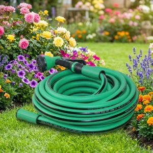 50FT High Pressure PVC Braided Garden Hose Smooth Flow Pipe for Courtyard Use