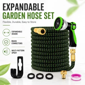 50ft 100ft Durable Expandable Rubber Garden Hose Reel Flexible Water Hose for Lawn and Garden Irrigation