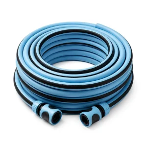 50ft Expandable Water Hose Light Blue PVC Pipe with Black Stripes Anti Kink Flexible Irrigation Hose for Home Gardening