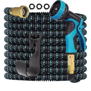 50ft Garden Hose Expandable Lightweight No-Kink Flexible Solid Brass Fittings and Double Latex Core