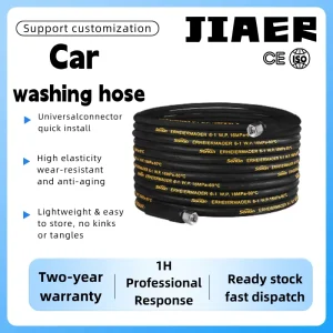 50ft High Pressure Black Car Washer Fittings 4061 Psi 28 Mpa Cleaning Washer Hose Steel Wire Reinforcement Smooth Cutting