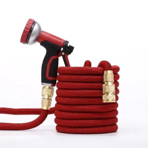 50ft Lightweight Rubber Garden Hose Quick Connector Brass