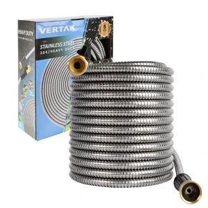 50ft Metal Flexible Garden Hose Heavy Duty Leak and Fray Resistant with Anti Abrasion PVC Inner Tube