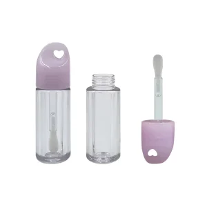 5ml Empty Purple Lip Glaze Tubes Transparent Bottle with a Chain Plastic Bottle Container for Cosmetic Packaging Materials