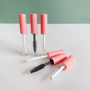 5ml Matte Top Liquid Eyelash Bottle Clear Eyeliner Tube Plastic Round Customize Logo Pink Lip Gloss Tubes