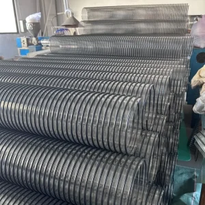 6″Transparent Clear PVC Steel Wire Reinforced Spiral Flexible Hose Riding Lawn Mower Woodworking Dust Collection Corrugated Pipe