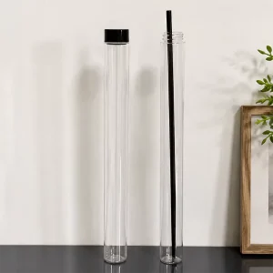 600ml Slim Cylindrical Clear Plastic Test Tube Style Airtight Containers for Dessert Coffee Shops and Yogurt Beverage Outlets