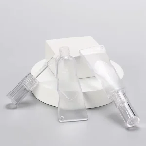 6ml Unique Shape Clear Plastic Lip Gloss Tubes Twist Up Custom Lipgloss Tube with Chain Hole