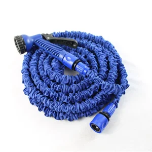 75FT Blue Clear Fabric Flat Garden Hose Expandable PVC Cloth Magic Hose with Garden Hose Holder